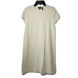 Theory Women Empire Prosecco Knit Casual Shift Dress Beige S Cap Sleeve I0516711